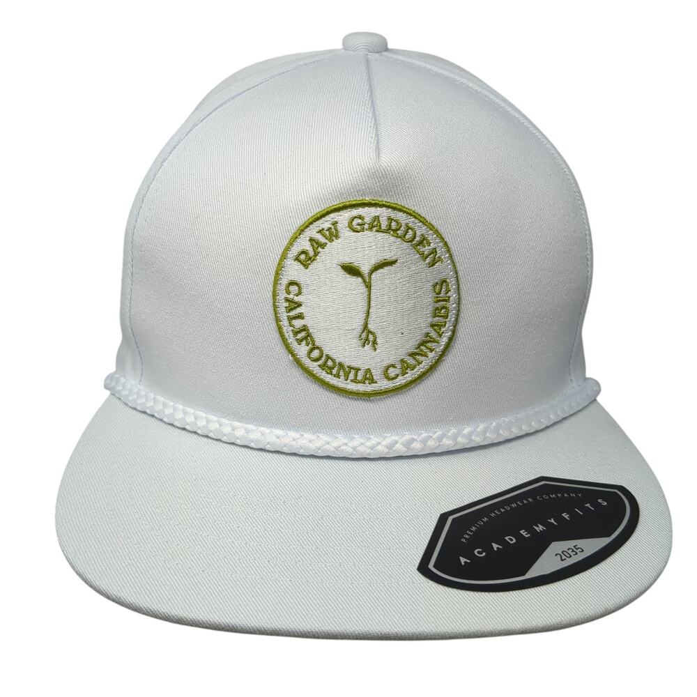 Raw Garden California Cannabis Snapback Cap White OS Adjustable Academy Fits